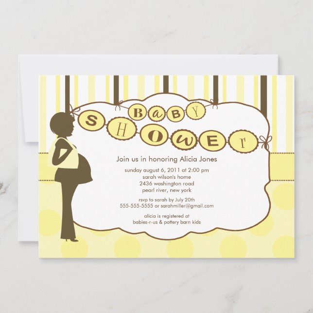 Invitation Brun jaune de fille de garçon de baby shower de (Devant)