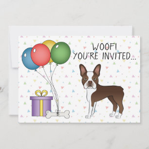 Invitation Brun marron Boston Terrier Chien mignon - Annivers