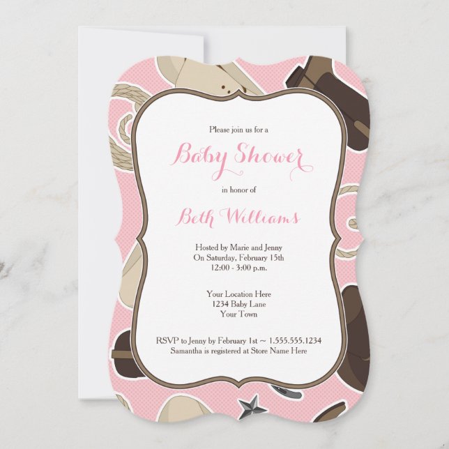 Invitation Brun mignon de rose d'invitation de baby shower de (Devant)