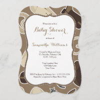 Brun mignon d'invitation de baby shower de thème