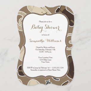 Invitation Brun mignon d'invitation de baby shower de thème