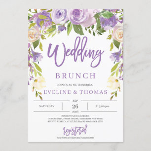 Invitation Brun romantique mariage violet rustique