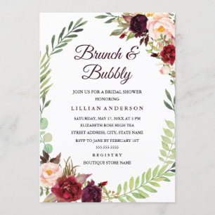 Invitation Brunch à germes floraux et Fête des mariées à bull
