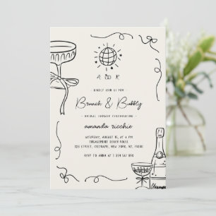 Invitation Brunch à main française et Fête des mariées mousse