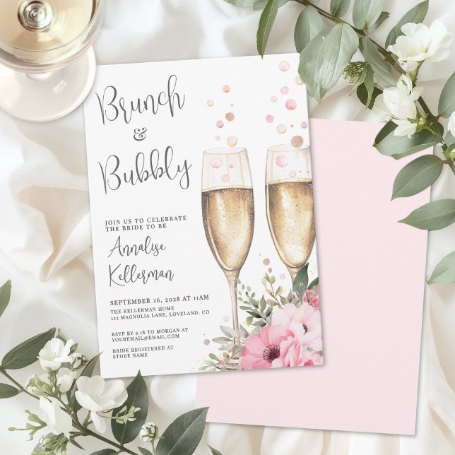 Invitation Brunch And Bubbly Floral Bridal Shower (Brunch And Bubbly Floral Bridal Shower Invitation)