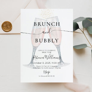 Invitation Brunch au champagne et Fête des mariées à bulles