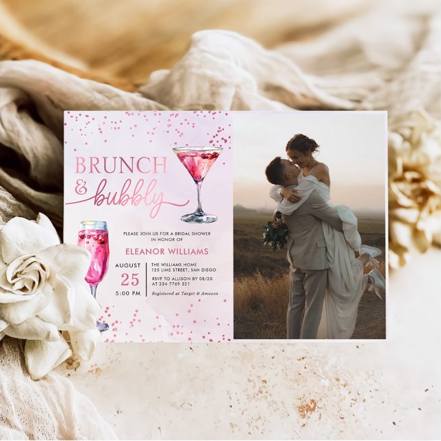 Invitation Brunch au champagne et Fête des mariées à bulles P (Créateur téléchargé)