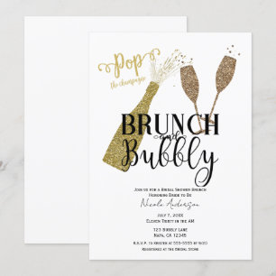 Invitation Brunch au Champagne POP et Réception de Mariage Pe