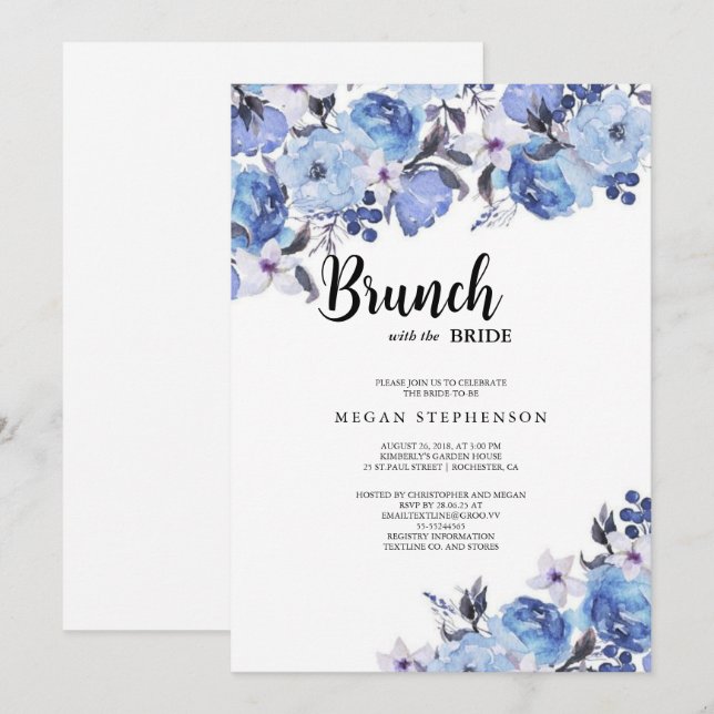 Invitation Brunch avec la Fête des mariées Bride Gold Green (Devant / Derrière)