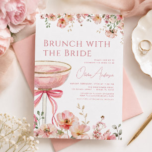 Invitation Brunch avec la mariée Ruban rose Mariage en perspe