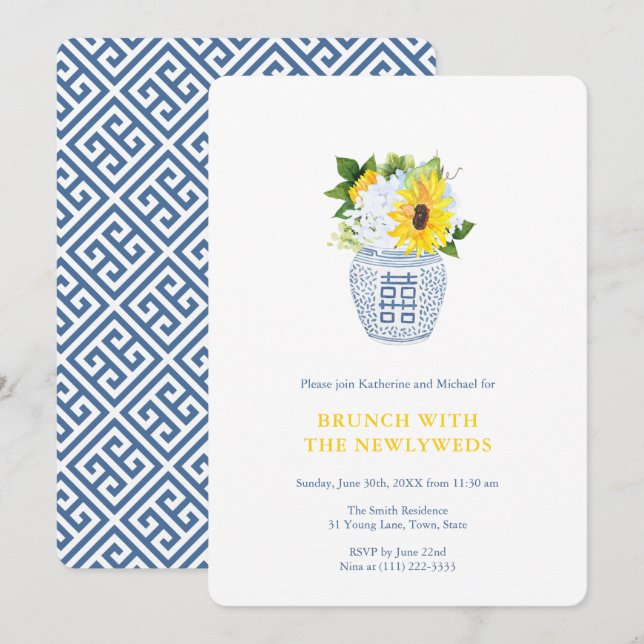 Invitation Brunch avec les jeunes mariés, après la fête de ma (Devant / Derrière)