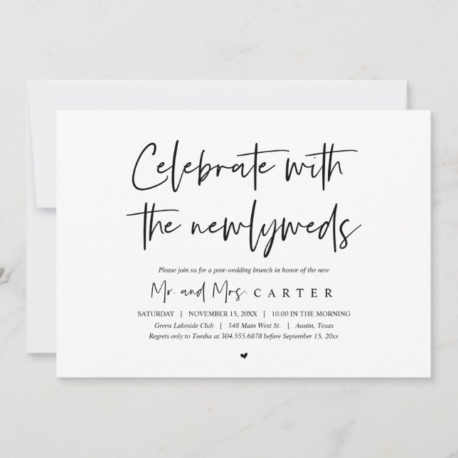 Invitation Brunch avec les jeunes mariés, après le mariage (Devant)