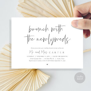 Invitation Brunch avec les jeunes mariés, mariage post, gris 