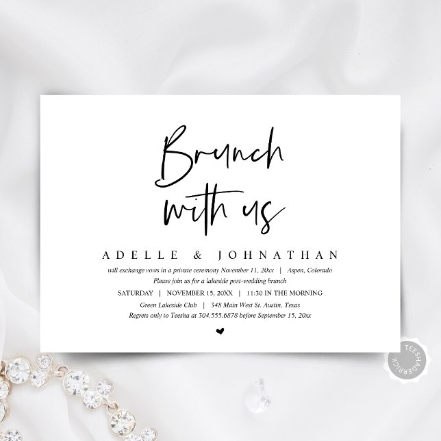 Invitation Brunch Avec Les Nouveaux Mariés, Mariage Elopement (The Morning After, post wedding brunch, elopement Invitation card, digital download, modern minimal)