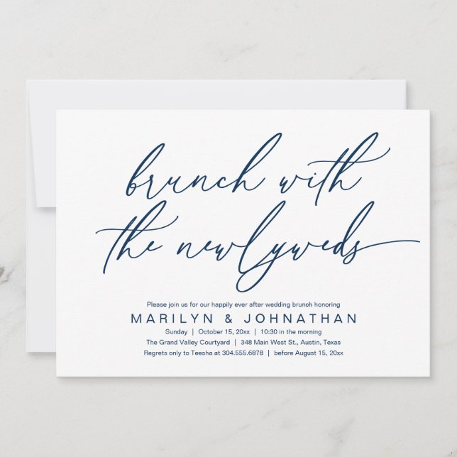 Invitation Brunch Avec Les Nouveaux Mariés, Mariage Post Célé (Devant)