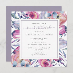 Invitation Brunch Avec Mariée Dusty Mauve Aquarelle Florale