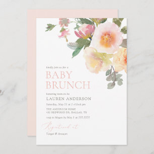 Invitation Brunch Baby shower Floral rose