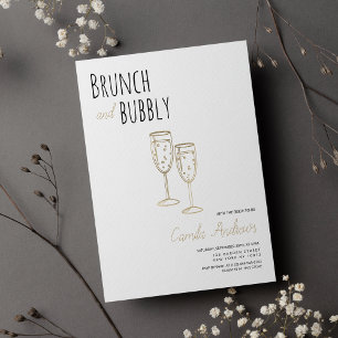 Invitation Brunch Blanc Simple Et Fête des mariées Bubbly