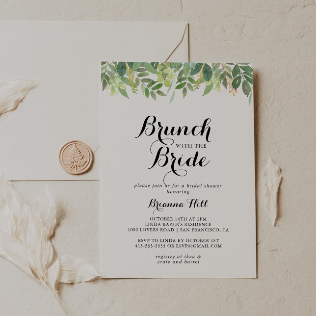 Invitation Brunch botanique verdoyant avec douche de mariée (Créateur téléchargé)