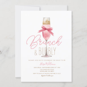 Invitation Brunch Bow rose Champagne & Fête des mariées Bubbl