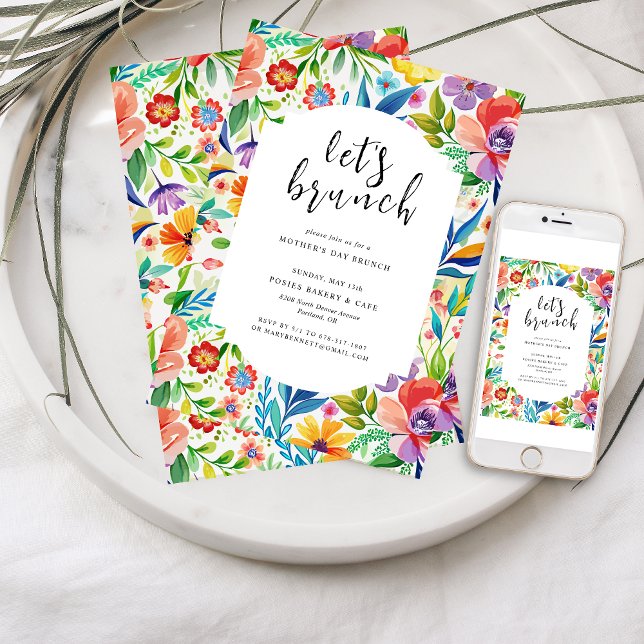 Invitation Brunch | Bright Florals Mothers Day Brunch (Créateur téléchargé)