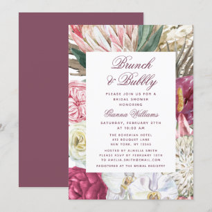 Invitation Brunch & Bubbly Aquarelle Fête des mariées florale