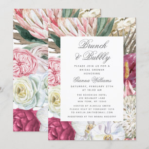 Invitation Brunch & Bubbly Aquarelle Fête des mariées florale