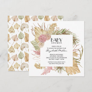 Invitation Brunch Bubbly Boho Baby shower Feuille