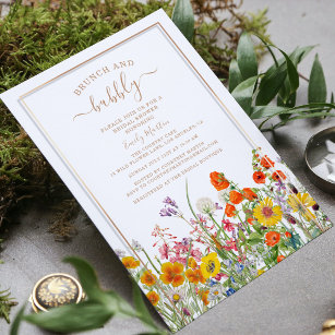 Invitation Brunch & Bubbly Boho Wild Flowers Fête des mariées