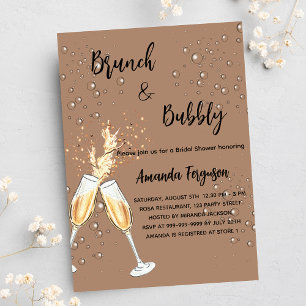 Invitation Brunch Bubbly bulles de Fête des mariées latte lux