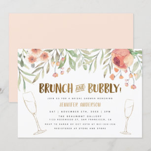 Invitation Brunch & Bubbly Champagne & Gold Fête de l'mariée