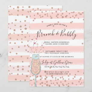 Invitation Brunch & Bubbly Champagne Rose Gold Mariage