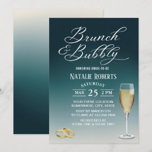 Invitation Brunch & Bubbly Elegant Turquoise Ombre Fête des m