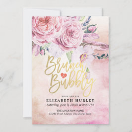 Invitation Brunch & Bubbly Fête des mariées Chic Plumes flora