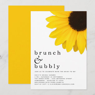 Invitation Brunch Bubbly Fête des mariées de tournesol jaune