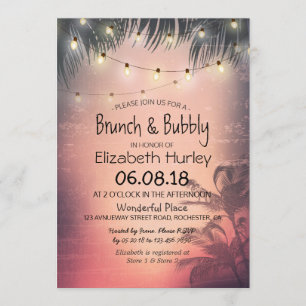Invitation Brunch Bubbly Fête des mariées été Palm Tree Lumiè