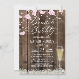 Invitation Brunch & Bubbly Fête des mariées florale rustique
