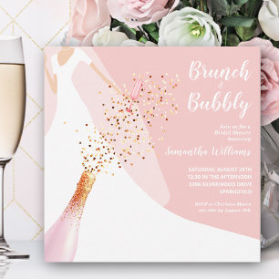 Invitation Brunch Bubbly Fête des mariées rose pâle