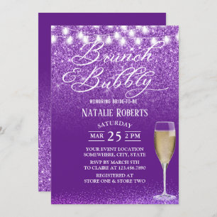 Invitation Brunch & Bubbly Fête des mariées violette moderne