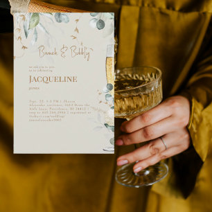 Invitation Brunch & Bubbly Floral Blanc Crème