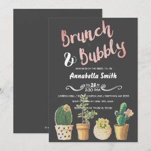 Invitation Brunch & Bubbly Floral Chalkboard Fête des mariées