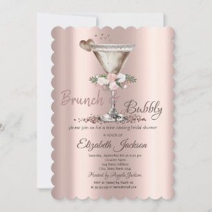 Invitation Brunch & Bubbly Floral Martini Enterrement de Vie 