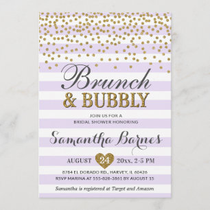 Invitation Brunch Bubbly Lavender Fête de l'mariée de printem