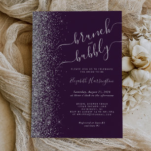 Invitation Brunch & Bubbly Mariage Violet Argent