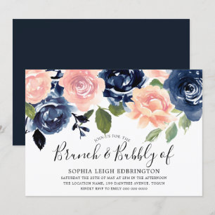 Invitation Brunch & Bubbly Marine & Blush Fête des mariées