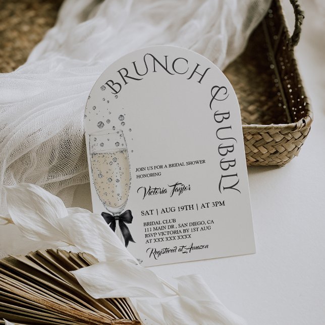Invitation Brunch & Bubbly Prosecco Bow Fête des mariées (Créateur téléchargé)