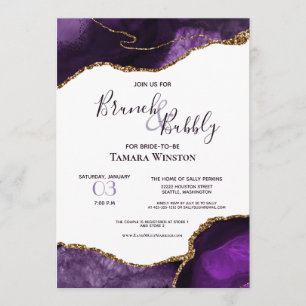Invitation Brunch Bubbly Purple Gold Parties scintillant Agat