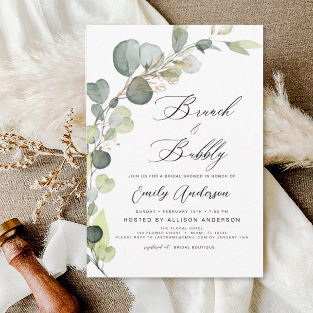 Invitation Brunch & Bubbly Réception de Mariage Verdure Eucal (Créateur téléchargé)