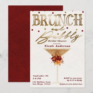 Invitation Brunch & Bubbly Vin Rouge Doré Automne Enterrement