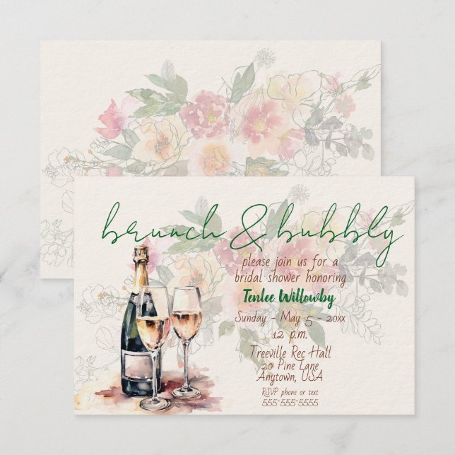 Invitation Brunch & Bubbly Wedding Shower (Devant / Derrière)